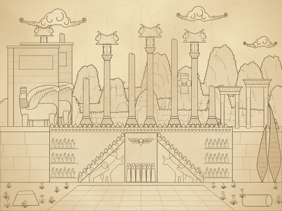 طرح بی‌رنگ تخت جمشید